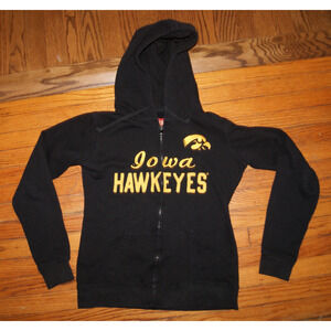 Iowa Hawkeyes Black Full Zip Hoodie Sweatshirt Embroidered Script Womens Small
